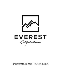Vector Simple Modern Mountain Landscape Logo Design in a box so it looks elegant and modern,
