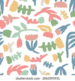 Vector simple and modern Scandinavian style flower illustration motif seamless repeat pattern digital artwork fashion fabric home decor textile 