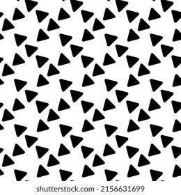 Vector simple mono illustration with black color triangle on white background. Flat style seamless pattern design with triangle shape for web, site, banner, print, textile
