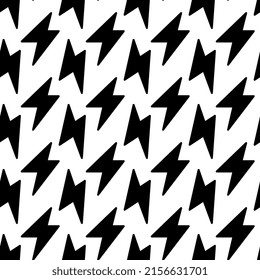 Vector simple mono illustration with black color flash on white background. Flat style seamless pattern design with sharp shape for web, site, banner, print, textile