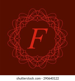 Vector Simple  Monogram Design Template on Red Background