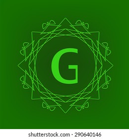 Vector Simple  Monogram Design Template on Green Background