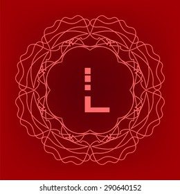Vector Simple  Monogram  L Design Template on Red Background