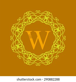 Vector Simple  Monogram W Design Template on Orange  Background