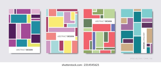 Vector simple mosaic pattern brochure cover set