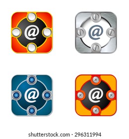 Vector simple objects with screws and email