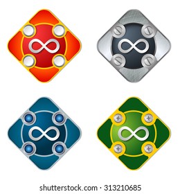Vector simple objects with screws and infinity symbol