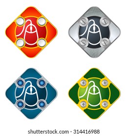 Vector simple objects with screws and mouse