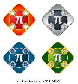 Vector simple objects with screws and pi symbol