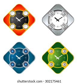 Vector simple objects with screws and watches