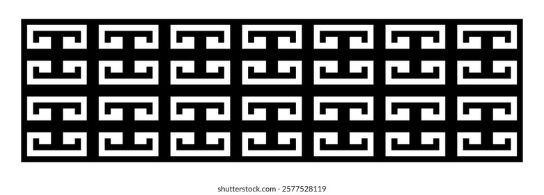 Vector simple ornament arrangement, design pattern, basic black and white square shape.