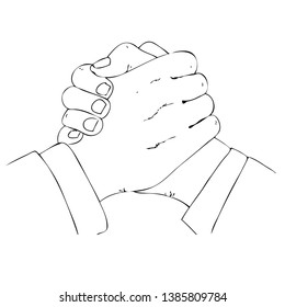 Vector Simple Outline businessman Hand making, Sporty Style isolated on white 
