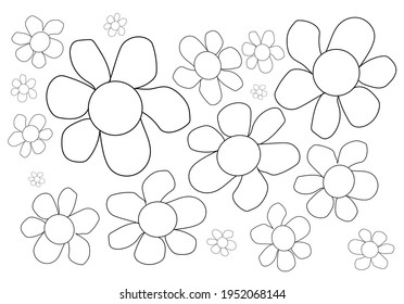 vector simple outline flowers illustration, wallpaper and backround