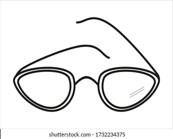 Vector simple outline illustration glasses. Illustration for blog, magazine, book, stickers, magnet. Can used for fashion, cover design. Sketch for coloring book. Simple style