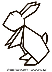 vector simple outline logo origami rabbit
