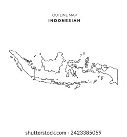 Vector simple outline map of indonesia, in sketch line style