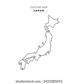 Mapa de esquema simple vectorial de japón, en estilo de línea de esbozo