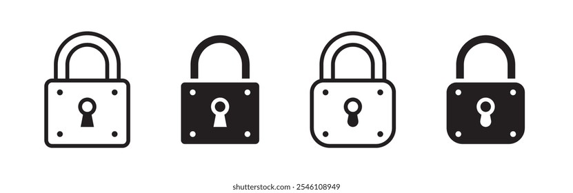 Vector Simple Padlock Icon Set