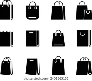 Vector Simple Paper Bag Icon Set