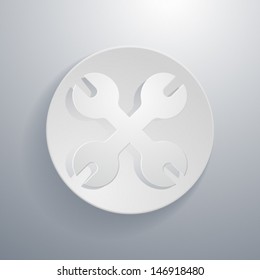 Vector simple paper-cut style, circular icon, wrench.