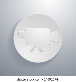 Vector simple paper-cut style, circular icon, video cinema.