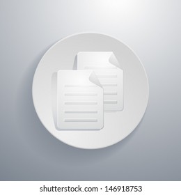 Vector simple paper-cut style, circular icon, copy symbol.