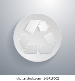 Vector simple paper-cut style, circular icon,recycle sign
