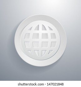 Vector simple paper-cut style, circular icon, world symbol