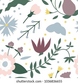 Vector simple pattern with flowers.