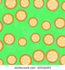 Vector simple  pattern, oranges, tangerines, lemon and lime on background. Cut slices of orange and citrus.background for use