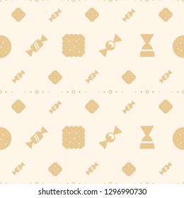 vector simple pattern with sweet icons flat style for menu, bakery shop, website, dessert banner, cupcake, cafe, restaurant, packaging wrapping paper. Baked background 10 eps