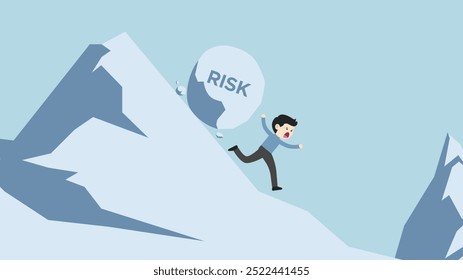 vector of simple people who avoid big risks in business. Initial career situation in the business world. To achieve success you must be ready to face all risks. illustration of a situation facing risk