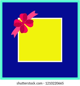 Vector of simple picture frame Art with modern style of red ribbon and retro color.