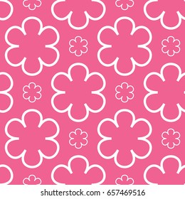 Vector simple pink floral seamless pattern