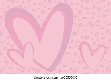 Vector simple pink tender girlish cute frame with small hearts, cameos and pink crowns.


