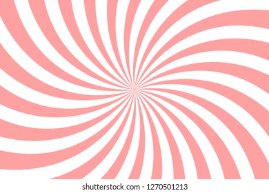 Vector simple pink and white background. Spiral stripes in retro pop art style