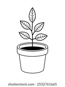 Vector Planta simple en maceta en una olla