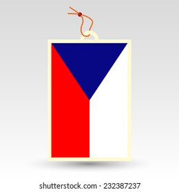vector simple price tag - symbol of made in Czech republic - label with string - national flag pattern
