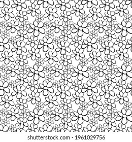 Vector simple y primitivo patrón floral sin fisuras. Impresión interminable y agradable con flores dibujadas a mano. Esbozo, garabato