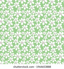 Vector simple primitive floral seamless pattern. Cute endless print with flowers in flat style