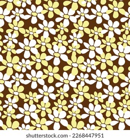 Vektor einfaches, primitives, florales nahtloses Muster. Endlosdruck mit Blumen im flachen Stil