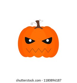 Vector of a simple pumpkin with bad face and black eyes.