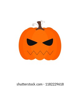 Vector of a simple pumpkin with bad face and black eyes.
