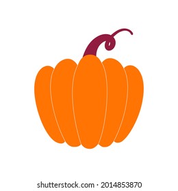 Vector simple pumpkin. A flat illustration on a white isolated background.