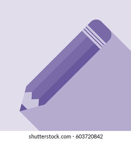 Vector simple purple pencil icon isolated on light background
