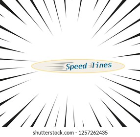 Vector simple radial velocity lines. The concept of speed, motion, black color. Elements of manga cartoon design for comic books isolated background.
