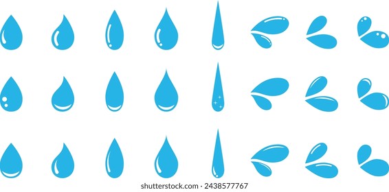 Vector Simple Raindrop and Sweat Icon Set