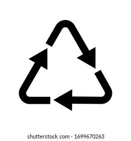 Vector simple recycle sign. Flat recycling icon isolated on white background.