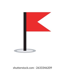Vector of a simple red flag representing a location marker, alert, or goal. Great for map designs, warnings, or milestones.
