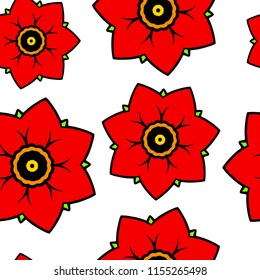 Vector simple red flowers seamless pattern